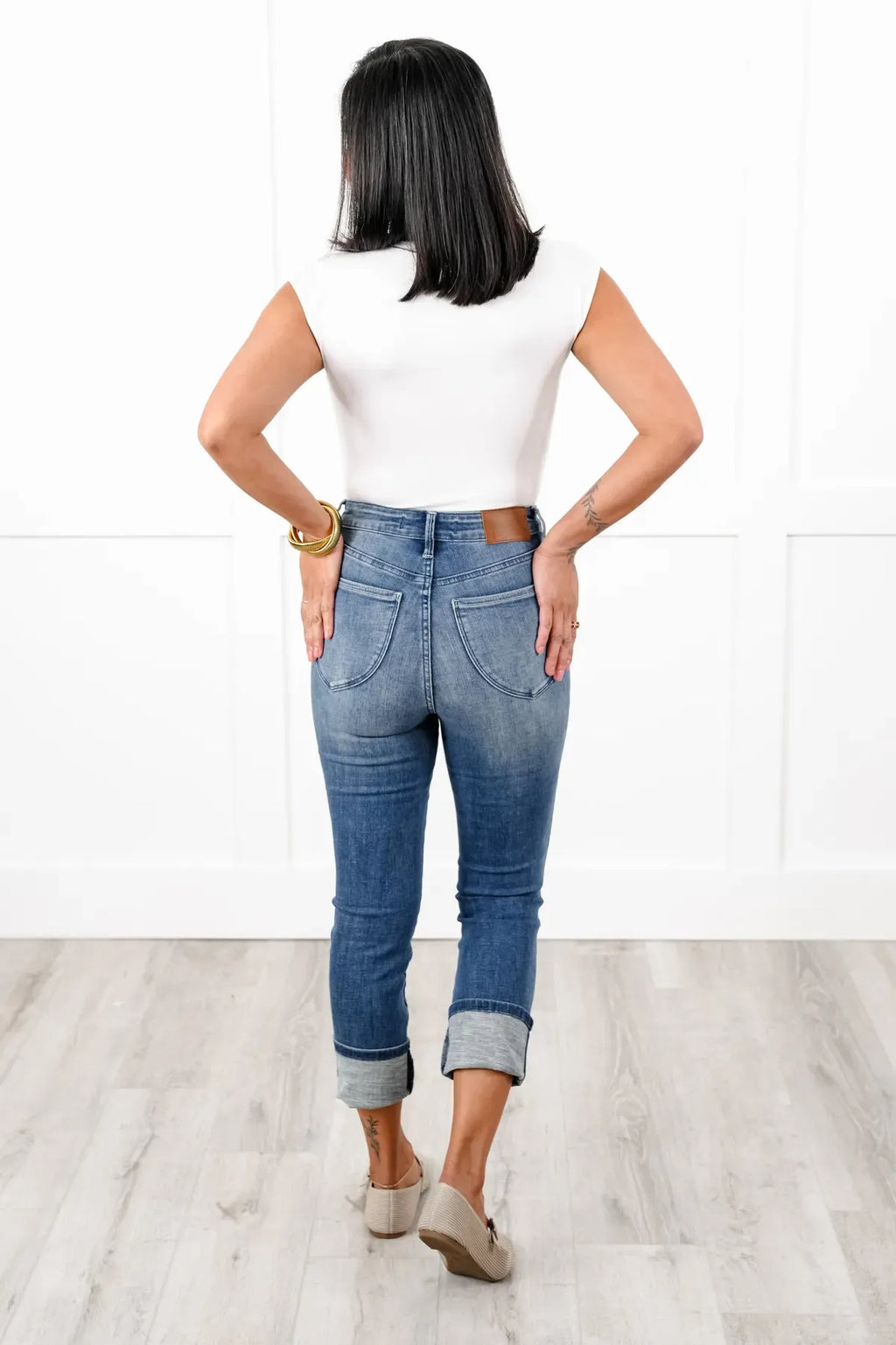 Tummy Control Cuffed Capri Jeans (Buy 2 Free Shipping)