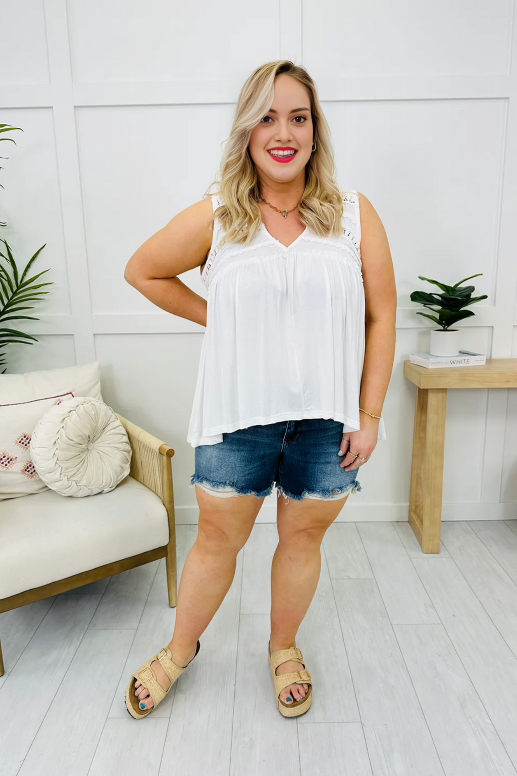 Tummy Control Adjustable Button Distressed Shorts (Buy 2 Free Shipping)