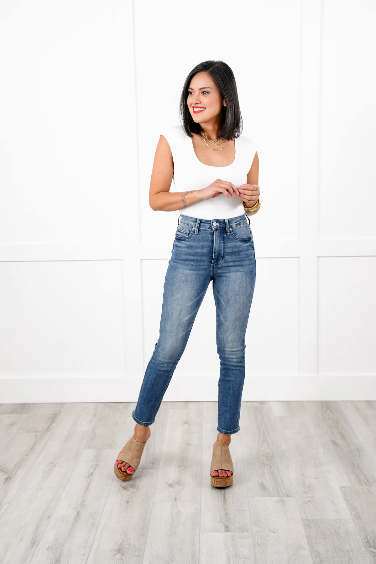 Tummy Control Cuffed Capri Jeans (Buy 2 Free Shipping)