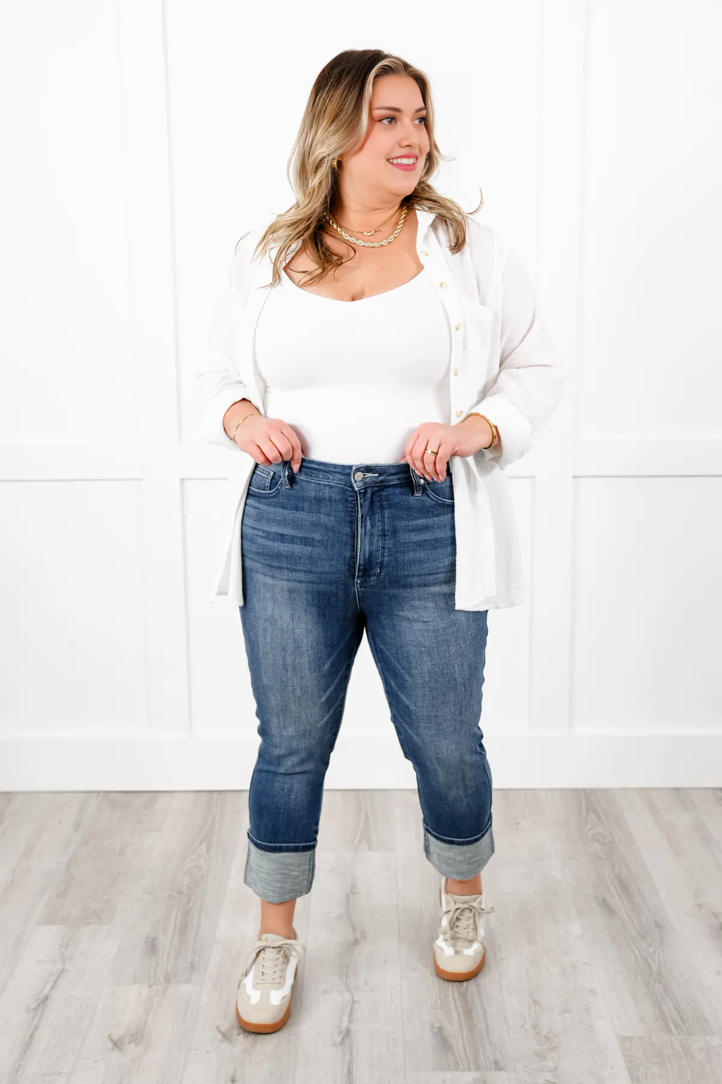 Tummy Control Cuffed Capri Jeans (Buy 2 Free Shipping)