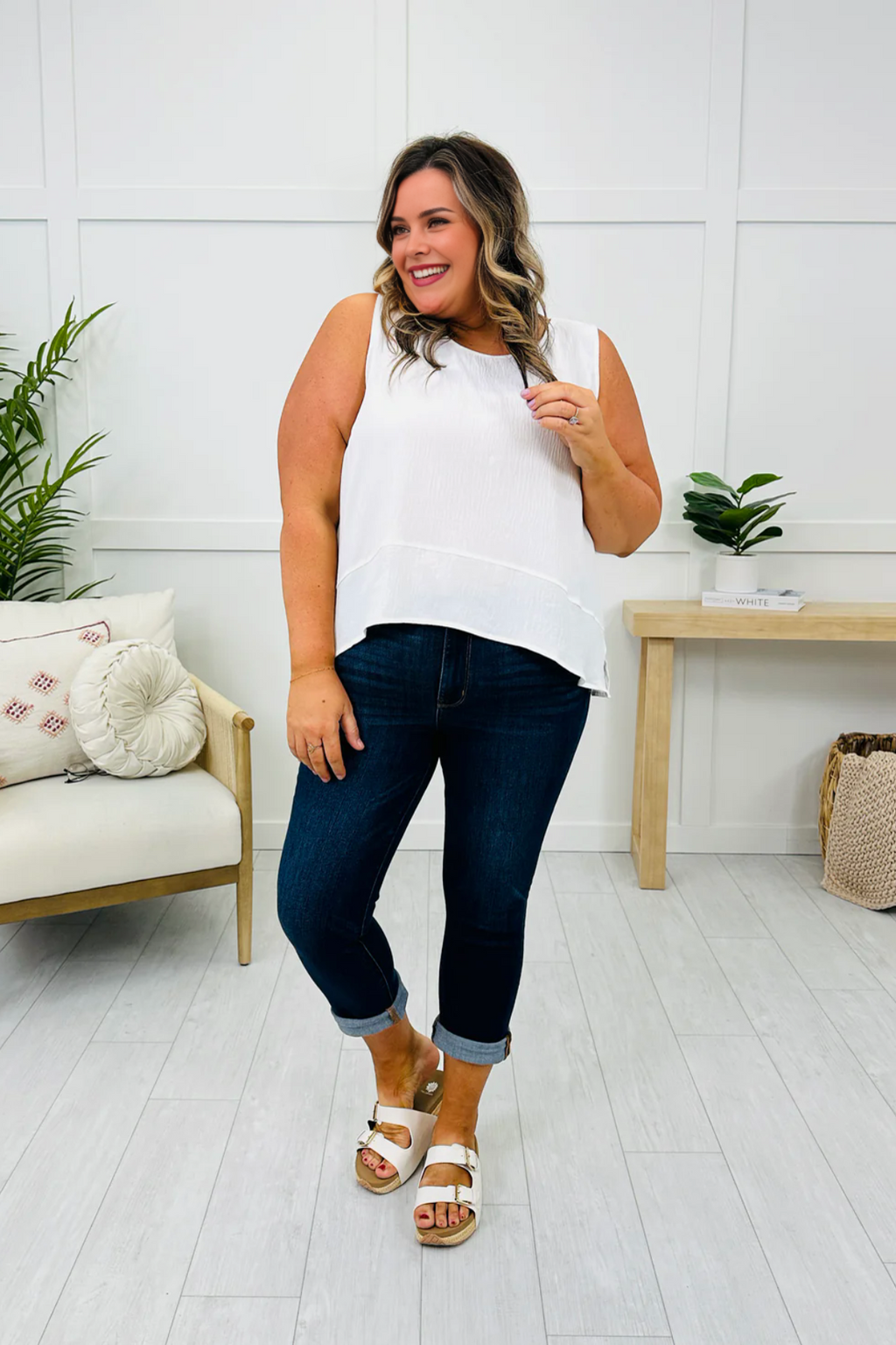 Tummy Control Cuffed Capri Jeans (Buy 2 Free Shipping)