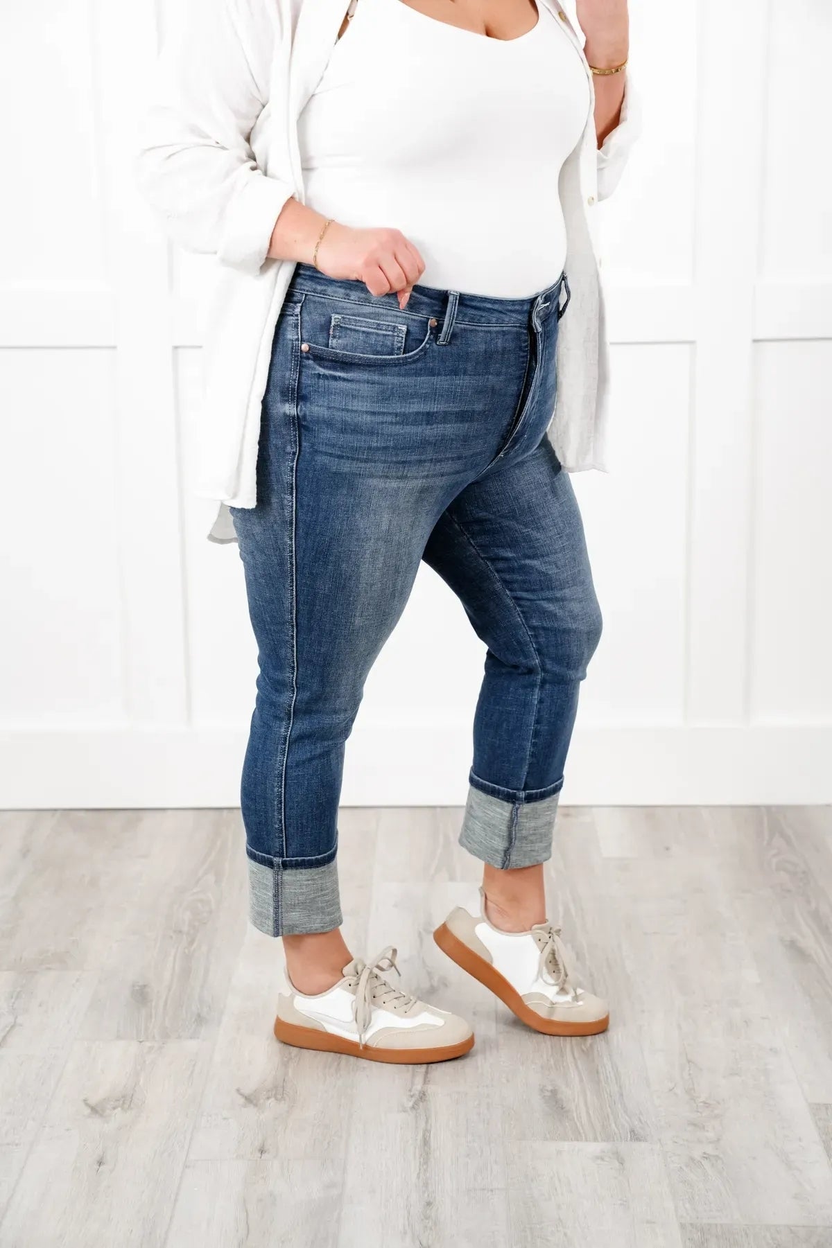 Tummy Control Cuffed Capri Jeans (Buy 2 Free Shipping)