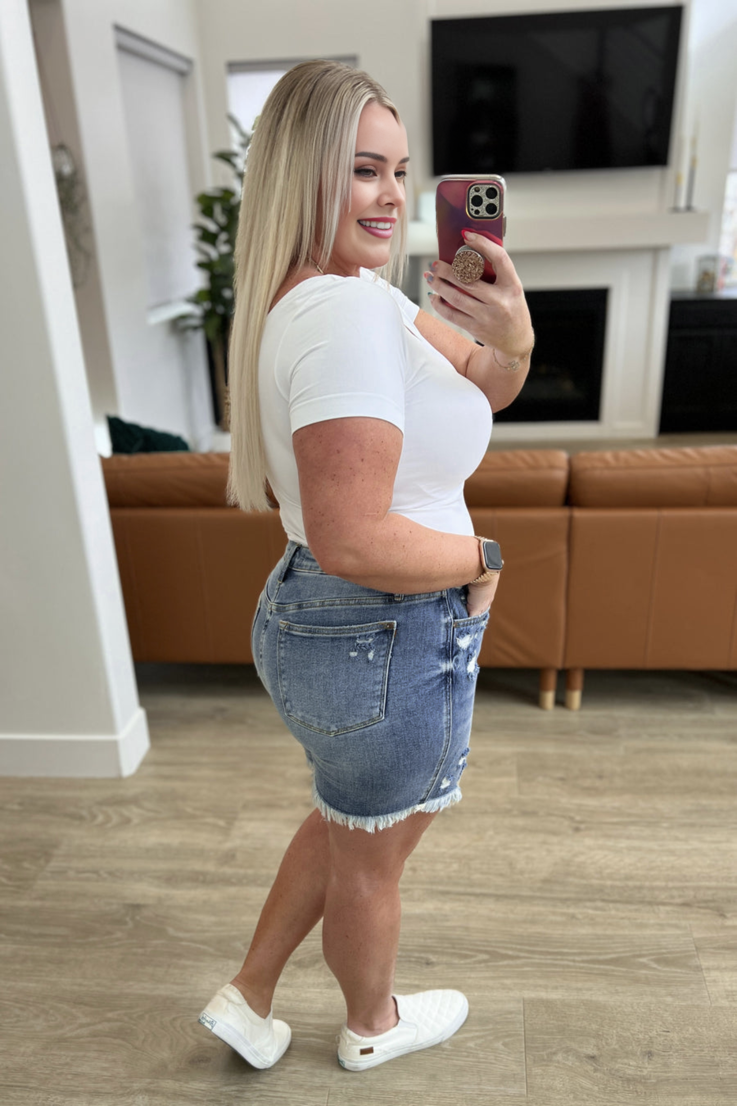 Tummy Control Rigid Magic Button Fly Cutoff Shorts (Buy 2 Free Shipping)